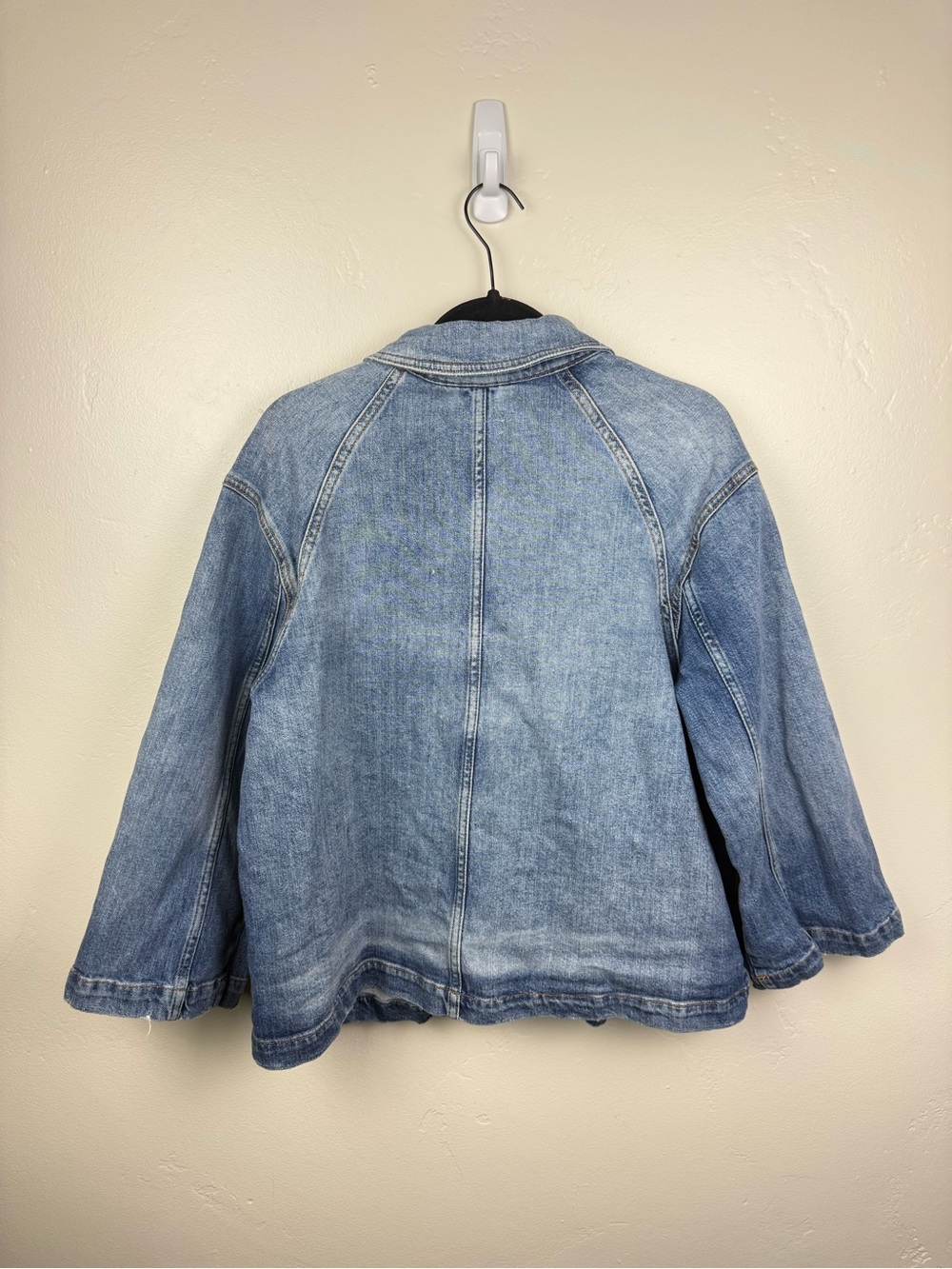Pilcro Bell Sleeve Denim Trucker Jacket Large Anthropologie 70s Boho - Picture 5 of 6
